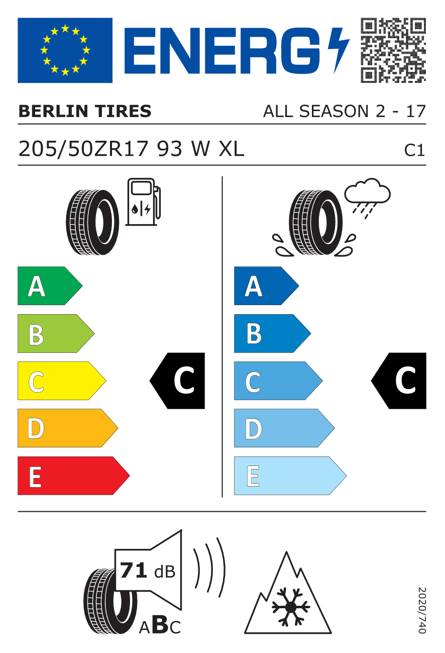 All Season 1 3PMSF M+S BSW XL 205/50 ZR17 93W
